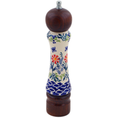 Polish Pottery Pepper Grinder 8&quot; Last Summer Flowers