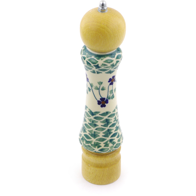 Polish Pottery Pepper Grinder 8&quot; Lucky Blue Clover