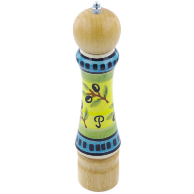 Polish Pottery Pepper Grinder 8&quot; Olive Grove