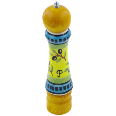 Polish Pottery Pepper Grinder 8&quot; Olive Grove