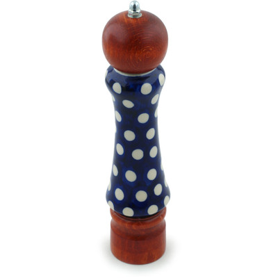 Polish Pottery Pepper Grinder 8&quot; Polka Dot