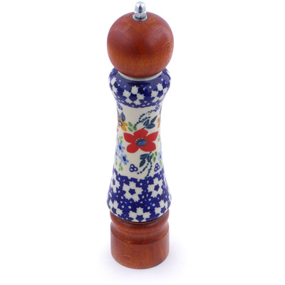 Polish Pottery Pepper Grinder 8&quot; Summer Bouquet UNIKAT