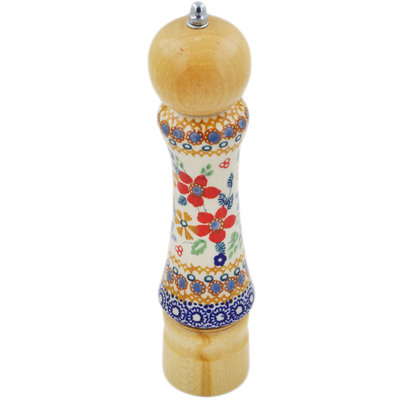 Polish Pottery Pepper Grinder 8&quot; Summer Bouquet UNIKAT