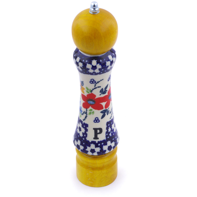 Polish Pottery Pepper Grinder 8&quot; Summer Bouquet UNIKAT