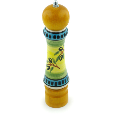 Polish Pottery Pepper Grinder 9&quot; Olive Grove