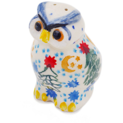 Polish Pottery Pepper Shaker 2&quot; Glowing Christmas Trees UNIKAT