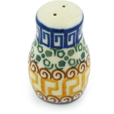 Polish Pottery Pepper Shaker 2&quot; Grecian Sea