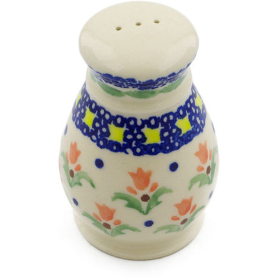 Polish Pottery Pepper Shaker 3&quot; Cocentric Tulips
