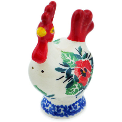 Polish Pottery Pepper Shaker 3&quot; Red Pansy