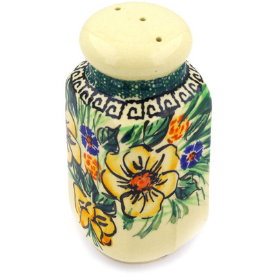 Polish Pottery Pepper Shaker 5&quot; Yellow Flower UNIKAT