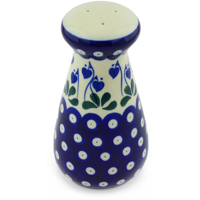 Polish Pottery Pepper Shaker 6&quot; Bleeding Heart Peacock