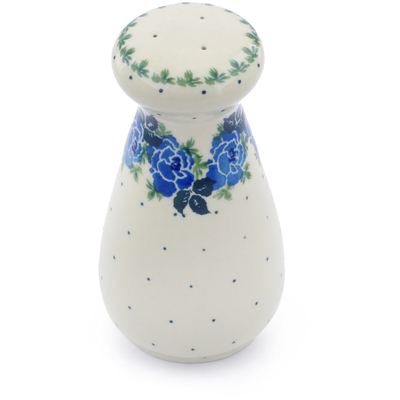 Polish Pottery Pepper Shaker 6&quot; Blue Rose