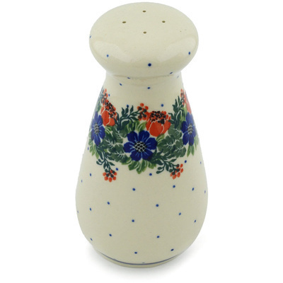 Polish Pottery Pepper Shaker 6&quot; Springtime Wreath