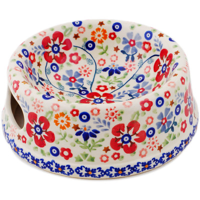 Polish Pottery Pet Bowl 6&quot; Botanical Sprinkles UNIKAT