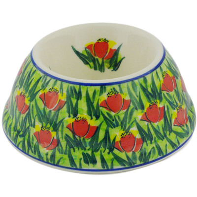 Polish Pottery Pet Bowl 6&quot; Poppy Fever UNIKAT