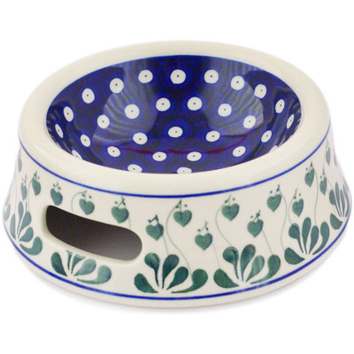 Polish Pottery Pet Bowl 7&quot; Bleeding Heart Peacock