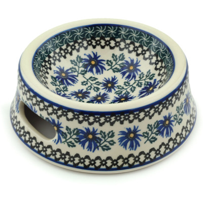 Polish Pottery Pet Bowl 7&quot; Blue Chicory