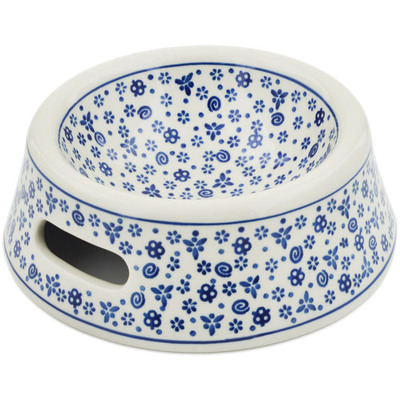 Polish Pottery Pet Bowl 7&quot; Blue Confetti