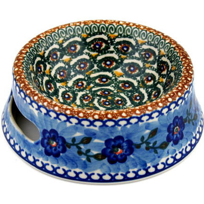 Polish Pottery Pet Bowl 7&quot; Blue Poppy Circle UNIKAT