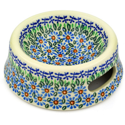 Polish Pottery Pet Bowl 7&quot; Chicory Blue Meadow
