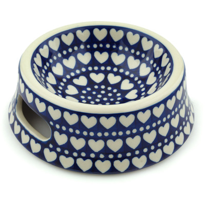 Polish Pottery Pet Bowl 7&quot; Heart To Heart