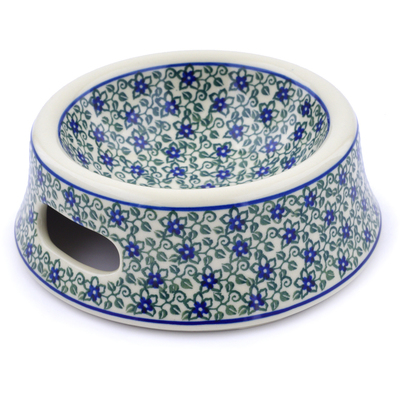 Polish Pottery Pet Bowl 7&quot; Lobelia Vines