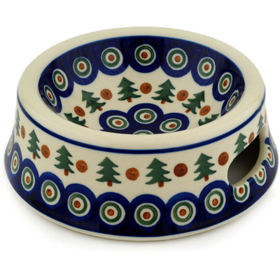 Polish Pottery Pet Bowl 7&quot; Peacock Evergreen