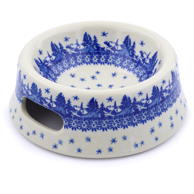 Polish Pottery Pet Bowl 7&quot; Snowy Night