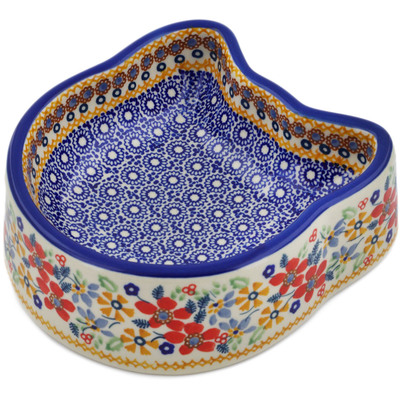 Polish Pottery Pet Bowl 7&quot; Summer Bouquet UNIKAT