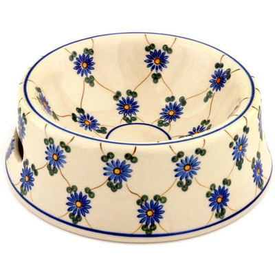 Polish Pottery Pet Bowl 8&quot; Aster Trellis