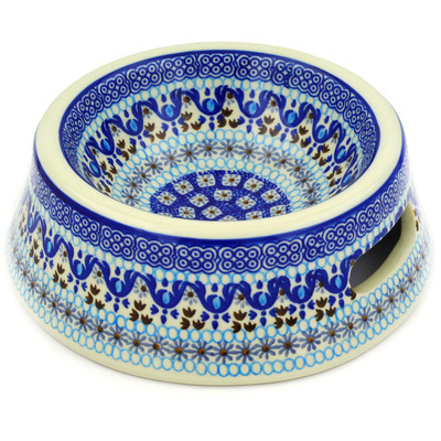 Polish Pottery Pet Bowl 8&quot; Blue Ice