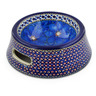 Polish Pottery Pet Bowl 8&quot; Cobalt Poppies UNIKAT