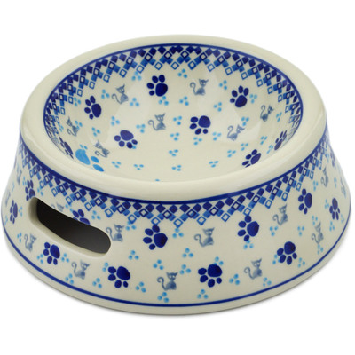 Polish Pottery Pet Bowl 8&quot; Kitty Love