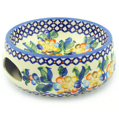 Polish Pottery Pet Bowl 8&quot; Lace Collar UNIKAT