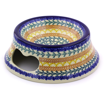 Polish Pottery Pet Bowl 9&quot; Autumn Swirls