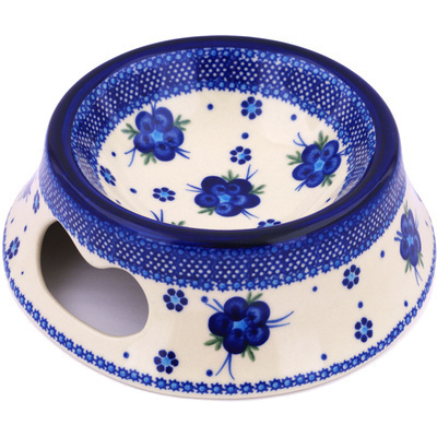 Polish Pottery Pet Bowl 9&quot; Bleu-belle Fleur