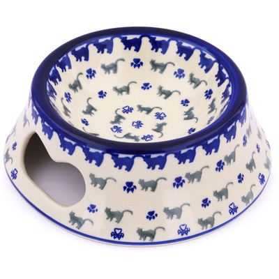 Polish Pottery Pet Bowl 9&quot; Boo Boo Kitty Paws