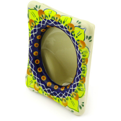 Polish Pottery Picture Frame 5&quot; Sunflower Power UNIKAT