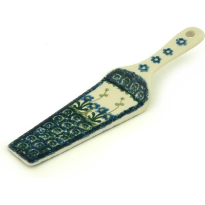 Polish Pottery Pie and Cake Server 10&quot; Blue Daisy Circle