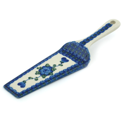 Polish Pottery Pie and Cake Server 10&quot; Blue Poppies