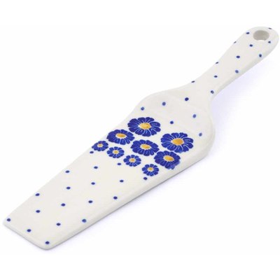 Polish Pottery Pie and Cake Server 10&quot; Blue Zinnia