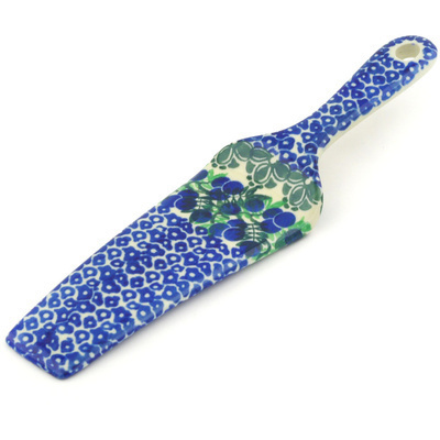 Polish Pottery Pie and Cake Server 10&quot; Blueberry Fields Forever