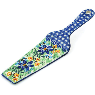 Polish Pottery Pie and Cake Server 10&quot; Midnight Lilies UNIKAT