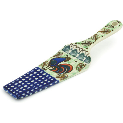 Polish Pottery Pie and Cake Server 10&quot; Rooster Row UNIKAT