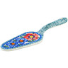 Polish Pottery Pie and Cake Server 7&quot; Blue And Red Poppies UNIKAT