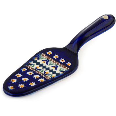 Polish Pottery Pie and Cake Server 7&quot; Floral Peacock UNIKAT