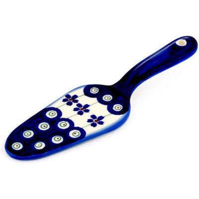 Polish Pottery Pie and Cake Server 7&quot; Flowering Peacock
