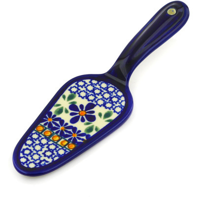 Polish Pottery Pie and Cake Server 7&quot; Gangham Flower Chain