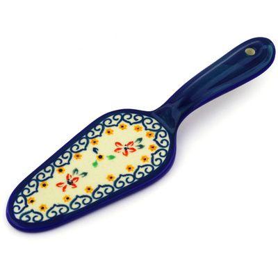 Polish Pottery Pie and Cake Server 7&quot; Orange Clematis