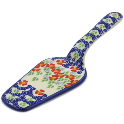 Polish Pottery Pie and Cake Server 7&quot; Red Chains UNIKAT